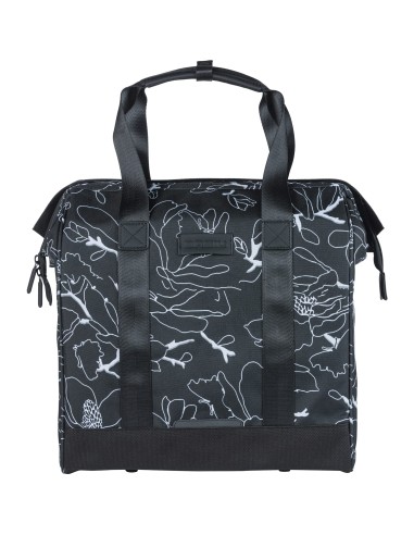 Basil shoppertas Grand Flower zwart 23L