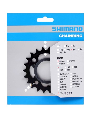 Shimano kettingblad 22t FC-M391 zwart