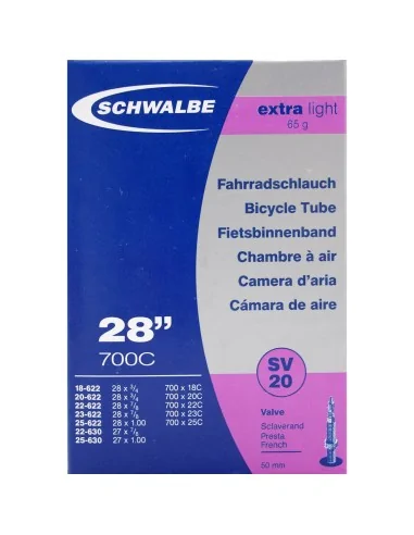 Schwalbe bnb SV20 Extra Light 28 x 0.75 - 1.00 fv 50mm