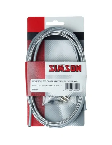 Simson remkabel set universeel 2 nippels RVS zilver