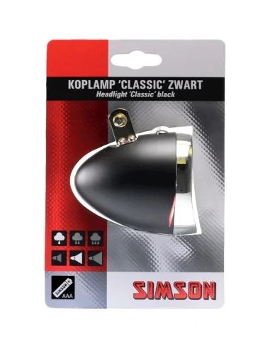 Simson koplamp Classic batterij zwart