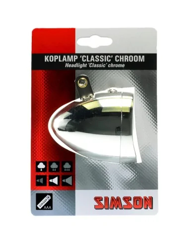 Simson koplamp Classic batterij chroom