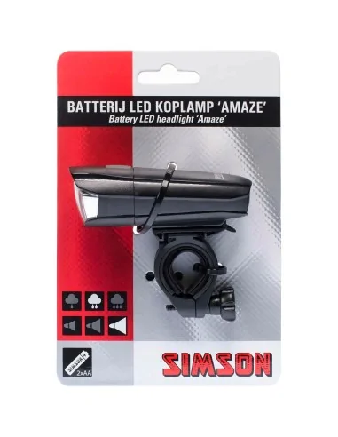 Simson koplamp Amaze batterij 25 lux stuurbocht