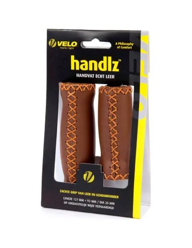 Velo handvatten leer 127mm licht bruin