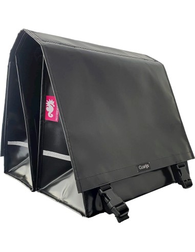 Clarijs fietstas dubbel XL PVC 46L met uitsparing zwart