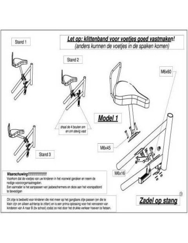 Zadel op buis D fiets model 1
